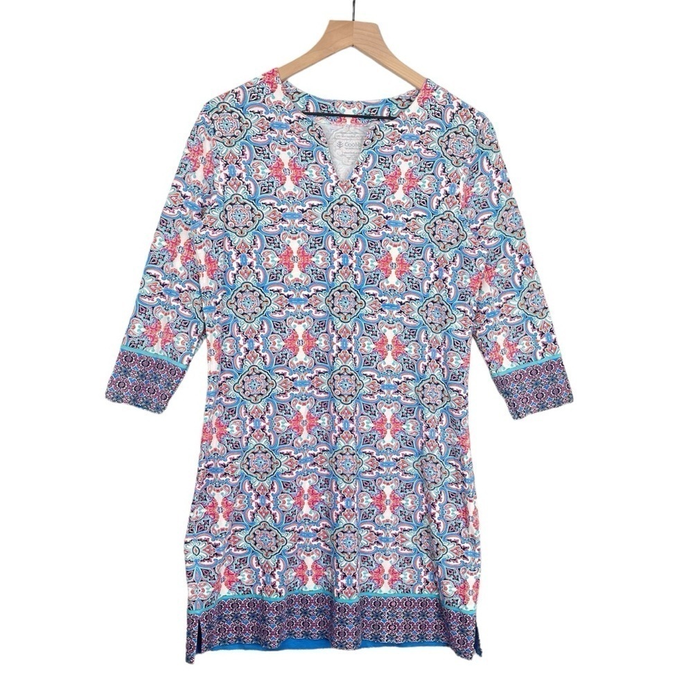 Coolibar Dress Small Oceanside Tunic UPF Sun Protection Beach Vacation Summer